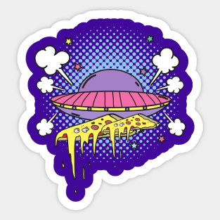 Alien Pizza Eating Sticker